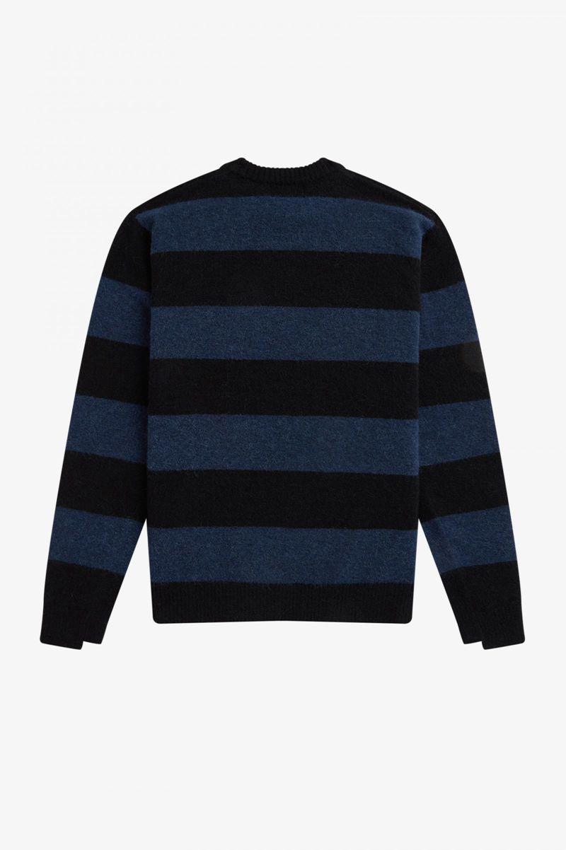 Dark Grey Blue Fred Perry Bold Stripe Alpaca Blend Jumper Men's Knitwear | PH 1279AHKP